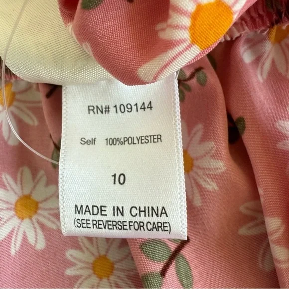 Jenna & Jessie Girls Pink Floral Off The Shoulder Kids Dress Size 10 - Picture 8 of 10